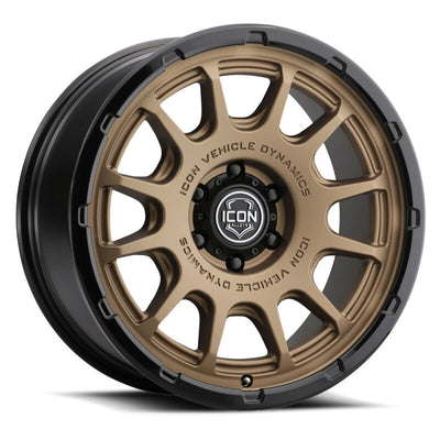 ICON Alloys Rancho 20x9 / 6x5.5 / 0mm / 5in BS Satin Bronze w/ Gloss Black Lip Wheel