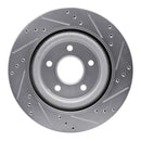 R1 06-08 Jaguar S-Type Rear Left Drilled & Slotted Silver Brake Rotor