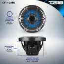 DS18 Hybrid Marine Speakers w/ Driver And RGB LED 10in 2-Way 450 Watts RMS 4 ohm Crbn Fiber w/ Cover