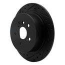R1 08-13 Toyota Highlander Rear Left Drilled & Slotted Black Brake Rotor