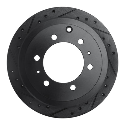 R1 1993-1997 Lexus LX450 Rear Left Drilled & Slotted Black Brake Rotor