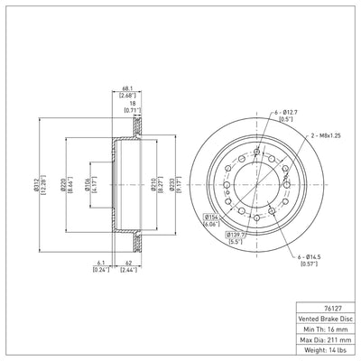 R1 01-09 Lexus GX470 Rear Brake Rotor Set