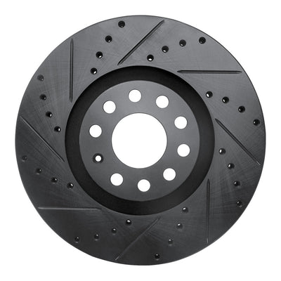 R1 98-09 Audi A4 (Mexico) Front Left Drilled & Slotted Black Brake Rotor
