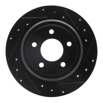 R1 03-11 Ford Crown Victoria Rear Right Drilled & Slotted Black Brake Rotor