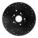R1 01-08 Acura MDX Rear Left Drilled & Slotted Black Brake Rotor