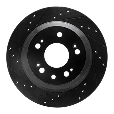 R1 05-12 Acura RL Rear Left Drilled & Slotted Black Brake Rotor