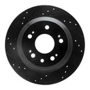 R1 05-12 Acura RL Rear Left Drilled & Slotted Black Brake Rotor