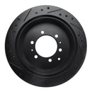 R1 93-97 Lexus LX450 Rear Right Drilled & Slotted Black Brake Rotor