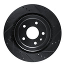 R1 14-19 Chevrolet Corvette Rear Right Drilled & Slotted Black Brake Rotor