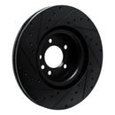 R1 18-24 Land Rover Discovery Front Left Drilled & Slotted Black Brake Rotor