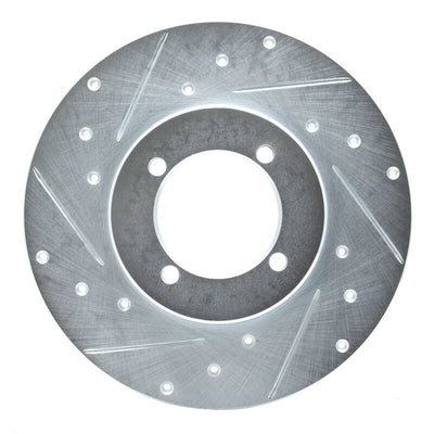 R1 74-78 Nissan 260Z Front Left Drilled & Slotted Silver Brake Rotor