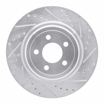 R1 06-23 Dodge Magnum Rear Right Drilled & Slotted Silver Brake Rotor