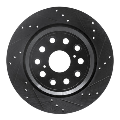 R1 07-17 Lexus LS460 Rear Right Drilled & Slotted Black Brake Rotor