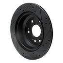 R1 05-12 Acura RL Rear Left Drilled & Slotted Black Brake Rotor