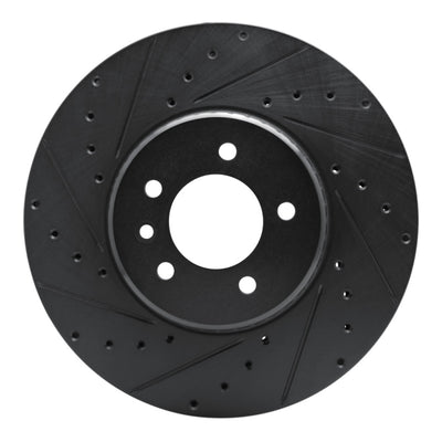 R1 20-25 Land Rover Defender 110 Front Left Drilled & Slotted Black Brake Rotor