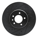 R1 20-25 Land Rover Defender 110 Front Left Drilled & Slotted Black Brake Rotor