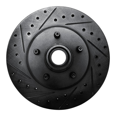 R1 95-11 Ford Explorer Front Left Drilled & Slotted Black Brake Rotor