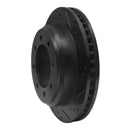 R1 08-25 Ford E-150 Rear Right Drilled & Slotted Black Brake Rotor