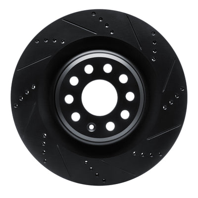 R1 12-21 Tesla Model S Rear Right Drilled & Slotted Black Brake Rotor