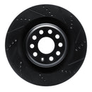 R1 12-21 Tesla Model S Rear Right Drilled & Slotted Black Brake Rotor