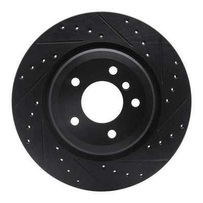 R1 06-15 BMW 335XI Rear Right Drilled & Slotted Black Brake Rotor