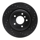 R1 06-15 BMW 335XI Rear Right Drilled & Slotted Black Brake Rotor