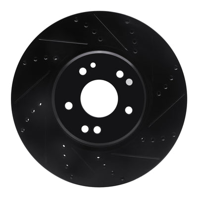 R1 94-02 Mercedes-Benz SL600 Left Front Drilled & Slotted Black Brake Rotor