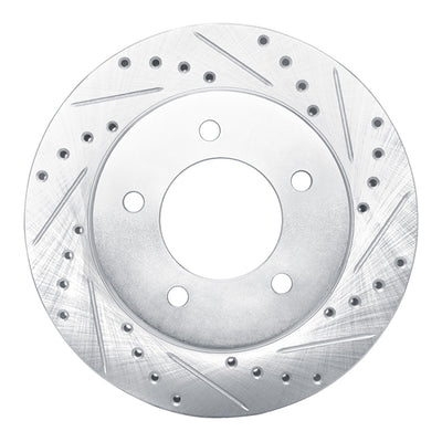 R1 97-02 Ford Expedition Front Right Drilled & Slotted Silver Brake Rotor