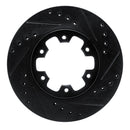 R1 85-02 Nissan D21 Pickup 4WD (4 Cyl Excl HD) Front Right Drilled & Slotted Black Brake Rotor