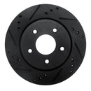 R1 17-25 Nissan X-Trail (Mexico) Rear Left Drilled & Slotted Black Brake Rotor
