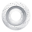 R1 95-99 Ford F-350 4WD (Excl Super Duty) Front Left Drilled & Slotted Silver Brake Rotor