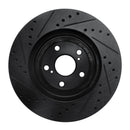 R1 04-09 Lexus RX350 Front Right Drilled & Slotted Black Brake Rotor