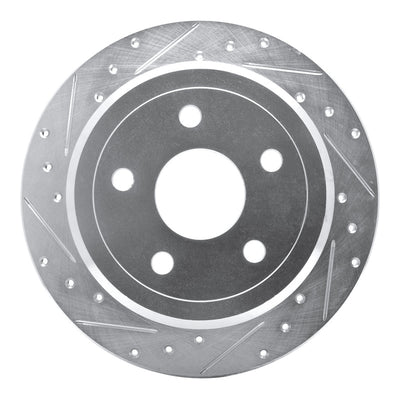 R1 07-18 Jeep Wrangler Rear Left Drilled & Slotted Silver Brake Rotor