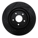 R1 19-24 Infiniti QX50 Rear Right Drilled & Slotted Black Brake Rotor