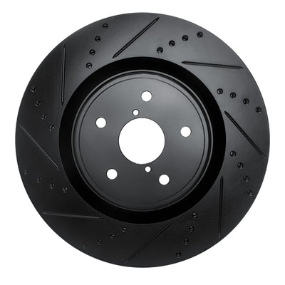 R1 18-25 Subaru WRX Front Left Drilled & Slotted Black Brake Rotor