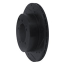 R1 92-96 Mitsubishi DIAMANTE Rear Right Drilled & Slotted Black Brake Rotor