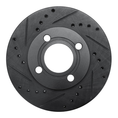 R1 84-87 Audi 4000 Quattro Front Left Drilled & Slotted Black Brake Rotor