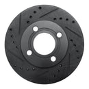 R1 84-87 Audi 4000 Quattro Front Left Drilled & Slotted Black Brake Rotor