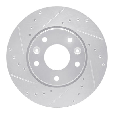 R1 20-25 Nissan Kicks Front Left Drilled & Slotted Silver Brake Rotor