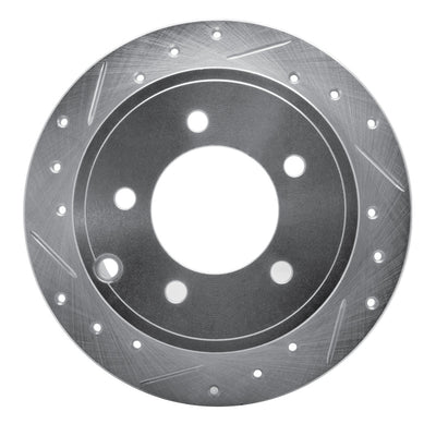 R1 07-17 Chrysler 200 Rear Left Drilled & Slotted Silver Brake Rotor