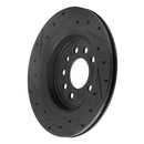 R1 08-11 Saab 9-3 Rear Right Drilled & Slotted Black Brake Rotor