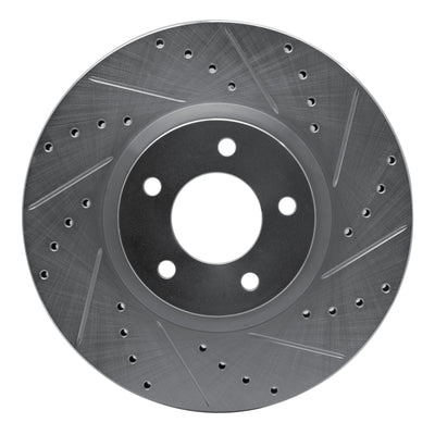 R1 07-13 Mazda 3 Front Right Drilled & Slotted Silver Brake Rotor