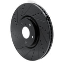 R1 07-15 Infiniti Q60 Front Left Drilled & Slotted Black Brake Rotor
