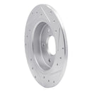 R1 12-18 Ford Focus Rear Left Drilled & Slotted Silver Brake Rotor