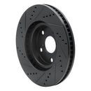 R1 06-15 Lexus GS300 Left Front Drilled & Slotted Black Brake Rotor