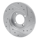 R1 74-87 Dodge COLT Front Left Drilled & Slotted Silver Brake Rotor