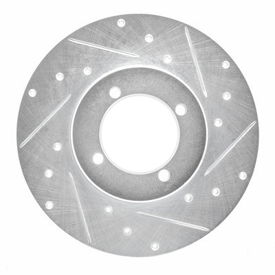 R1 70-73 Nissan 240Z Front Right Drilled & Slotted Silver Brake Rotor