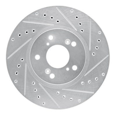 R1 99-14 Acura TSX Front Right Drilled & Slotted Silver Brake Rotor