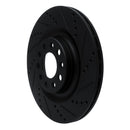 R1 2017-2025 Alfa Romeo Stelvio Front Right Drilled & Slotted Black Brake Rotor