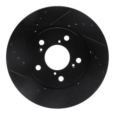 R1 05-10 Honda Odyssey Front Left Drilled & Slotted Black Brake Rotor
